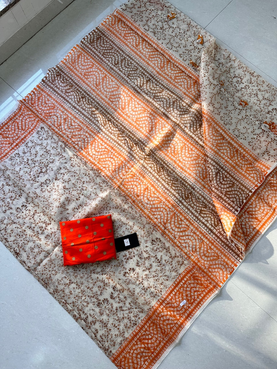 HandBlock Printed Kota Cotton Doria Saree