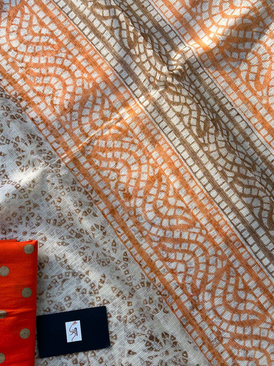 HandBlock Printed Kota Cotton Doria Saree