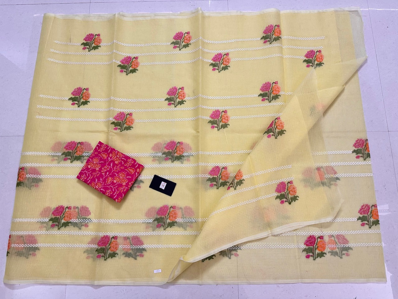 Embroidered Kota Cotton Doria Saree