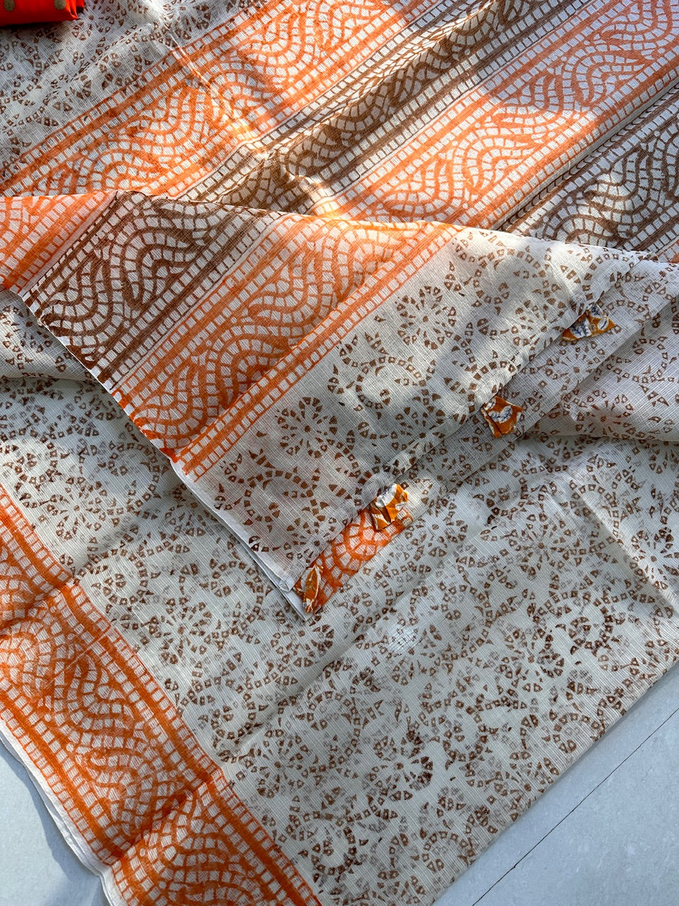 HandBlock Printed Kota Cotton Doria Saree