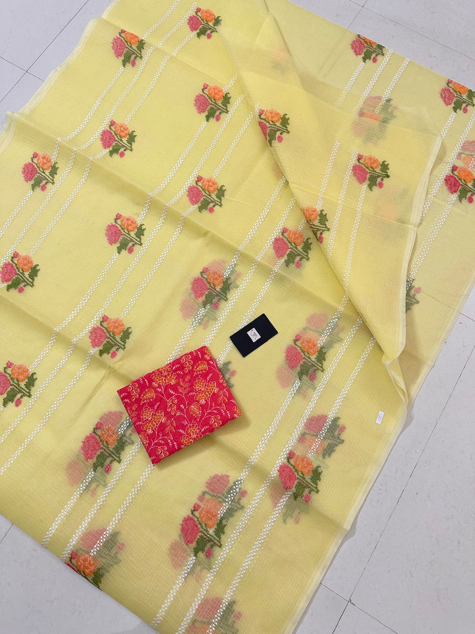 Embroidered Kota Cotton Doria Saree