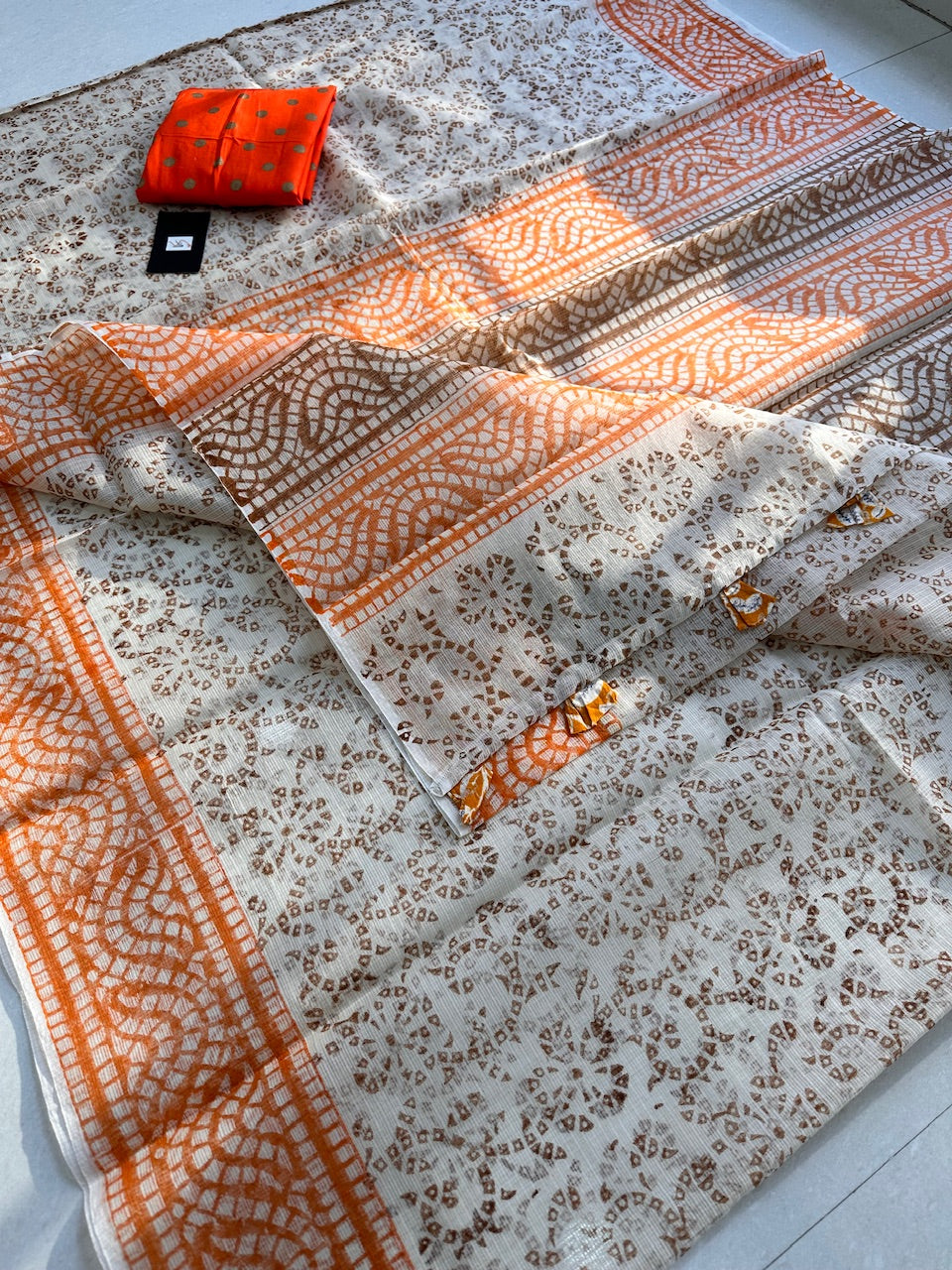 HandBlock Printed Kota Cotton Doria Saree