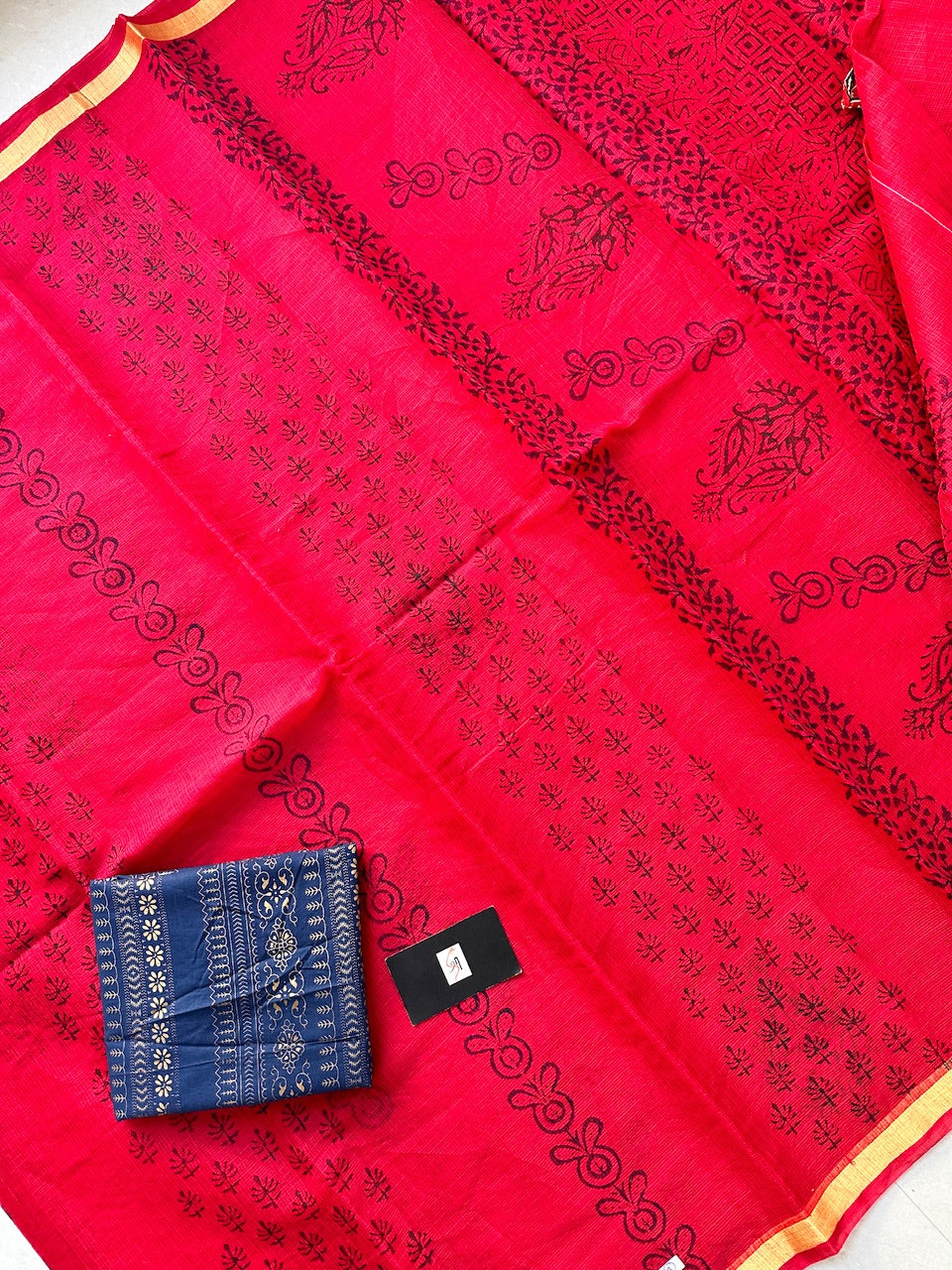 HandBlock Printed Kota Cotton Doria Saree