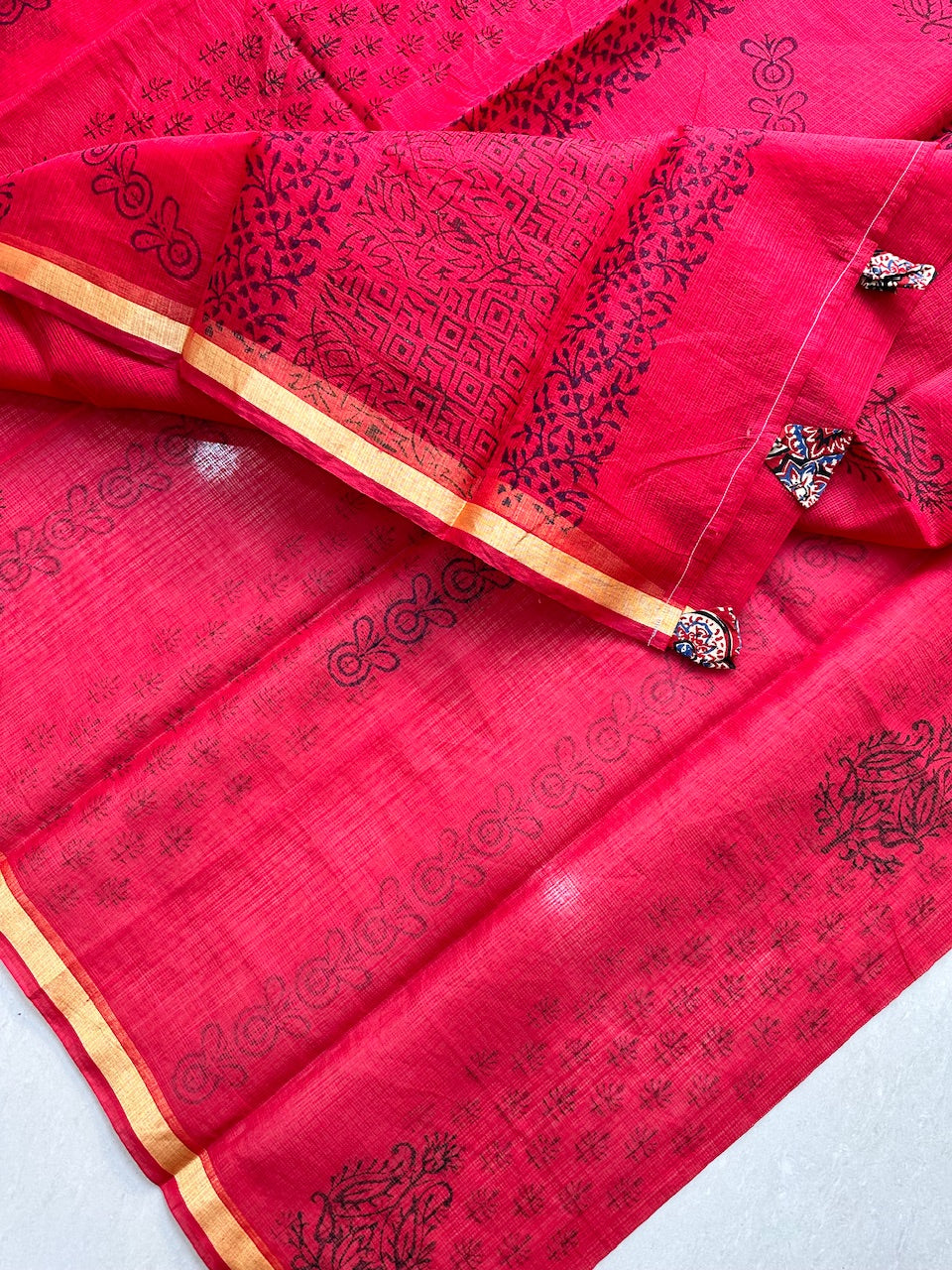 HandBlock Printed Kota Cotton Doria Saree