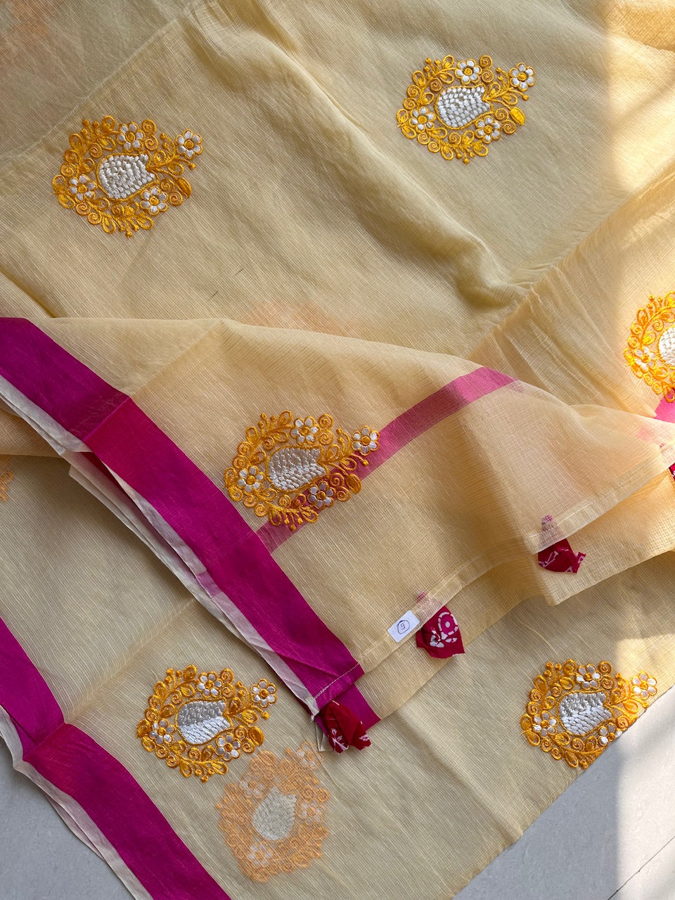 Embroidered Kota Cotton Doria Saree