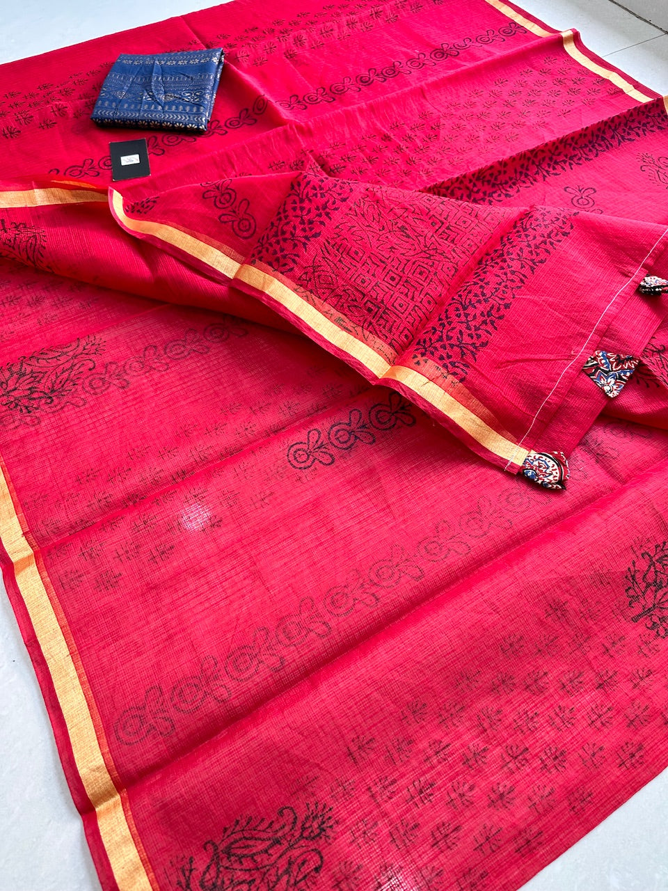 HandBlock Printed Kota Cotton Doria Saree