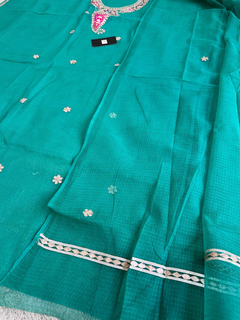 Pure Jaipuri Gota Patti Hand Embroidered Kota Cotton Doria Top N Dupatta (Suit)