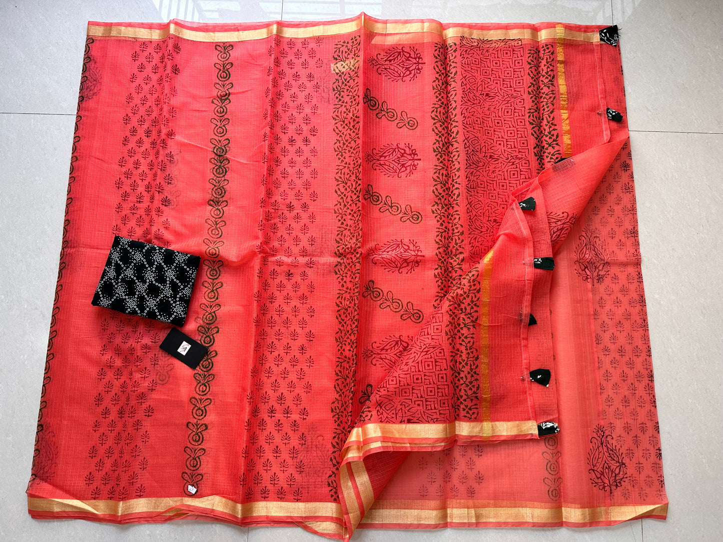 HandBlock Printed Cotton Doria Saree