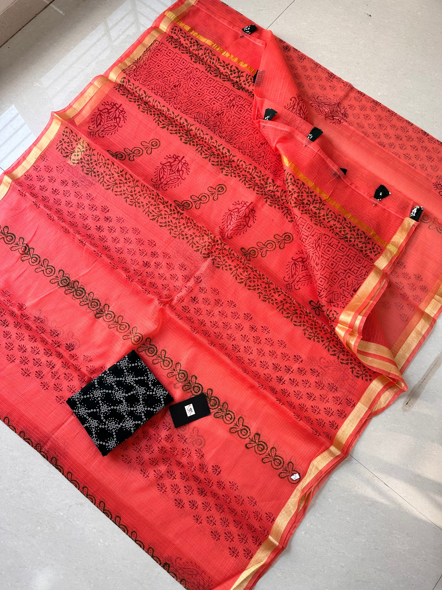 HandBlock Printed Cotton Doria Saree