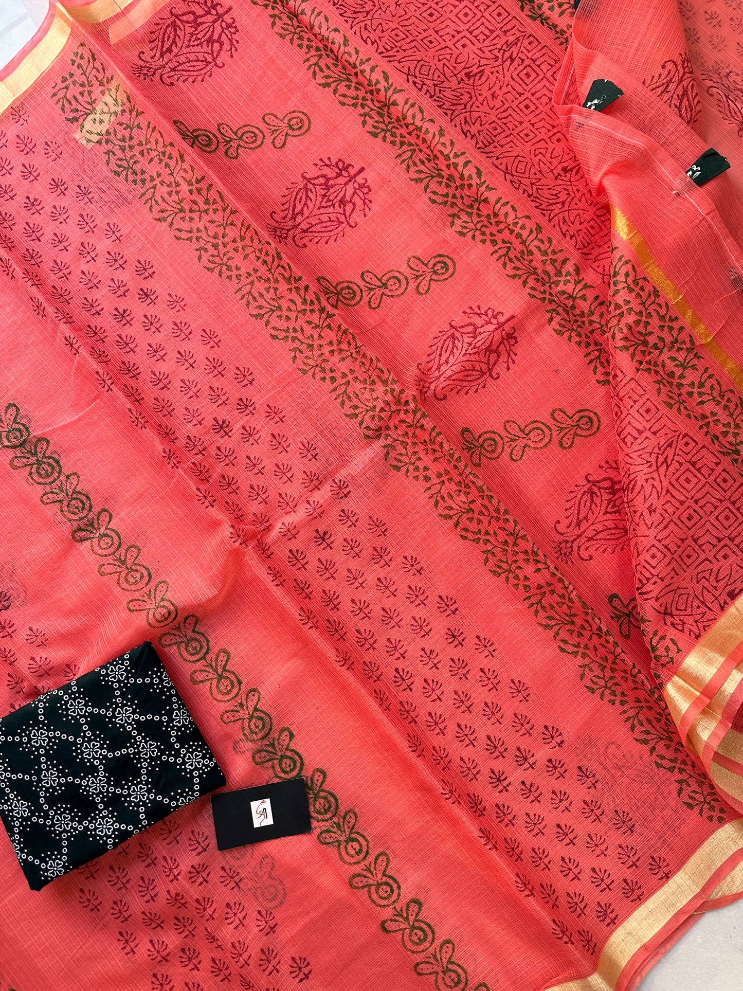 HandBlock Printed Cotton Doria Saree