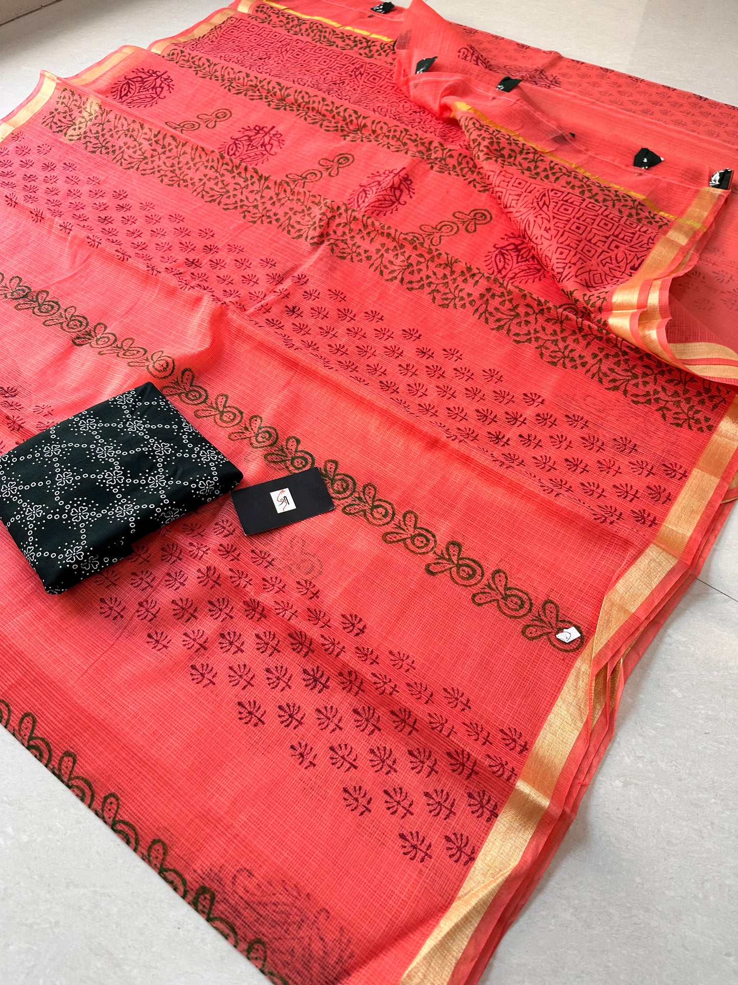 HandBlock Printed Cotton Doria Saree