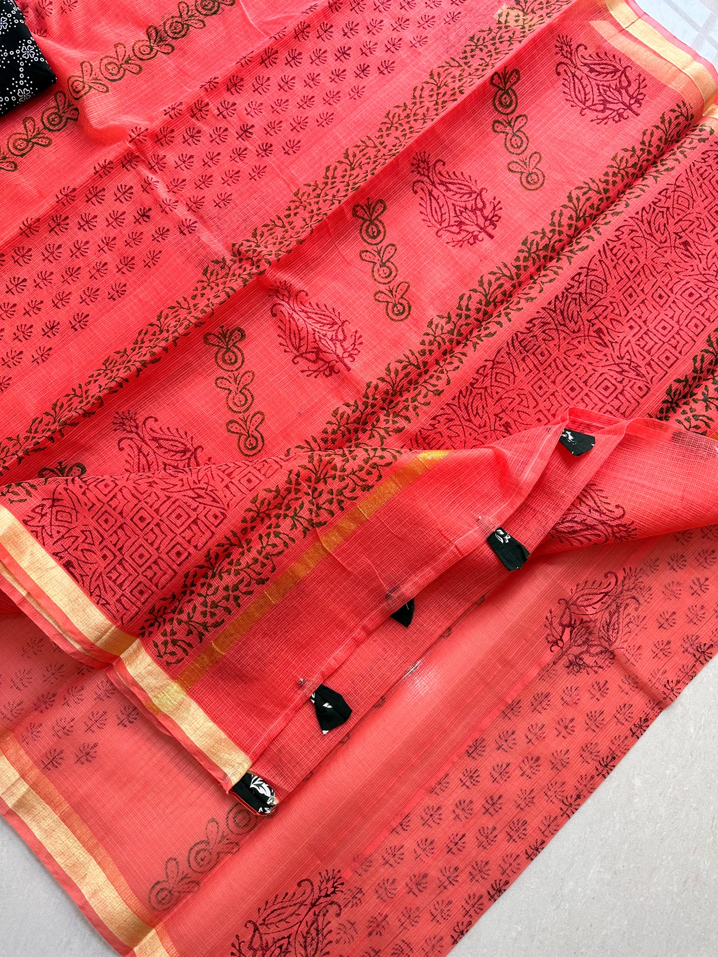 HandBlock Printed Cotton Doria Saree