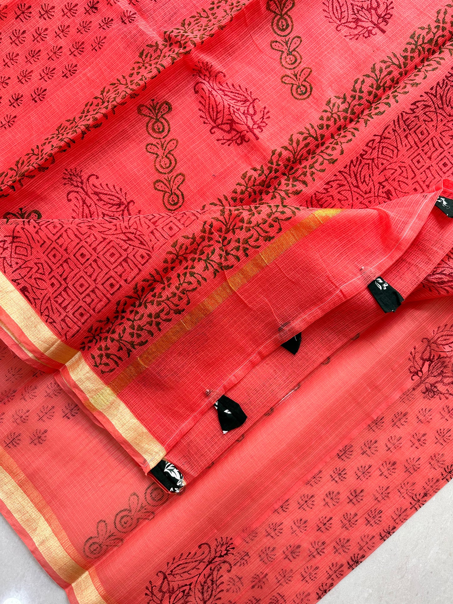 HandBlock Printed Cotton Doria Saree