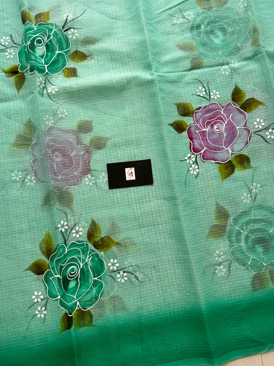 Handpainted Kota Cotton Doria Saree