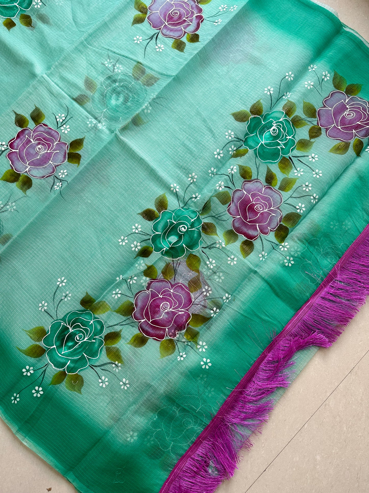 Handpainted Kota Cotton Doria Saree