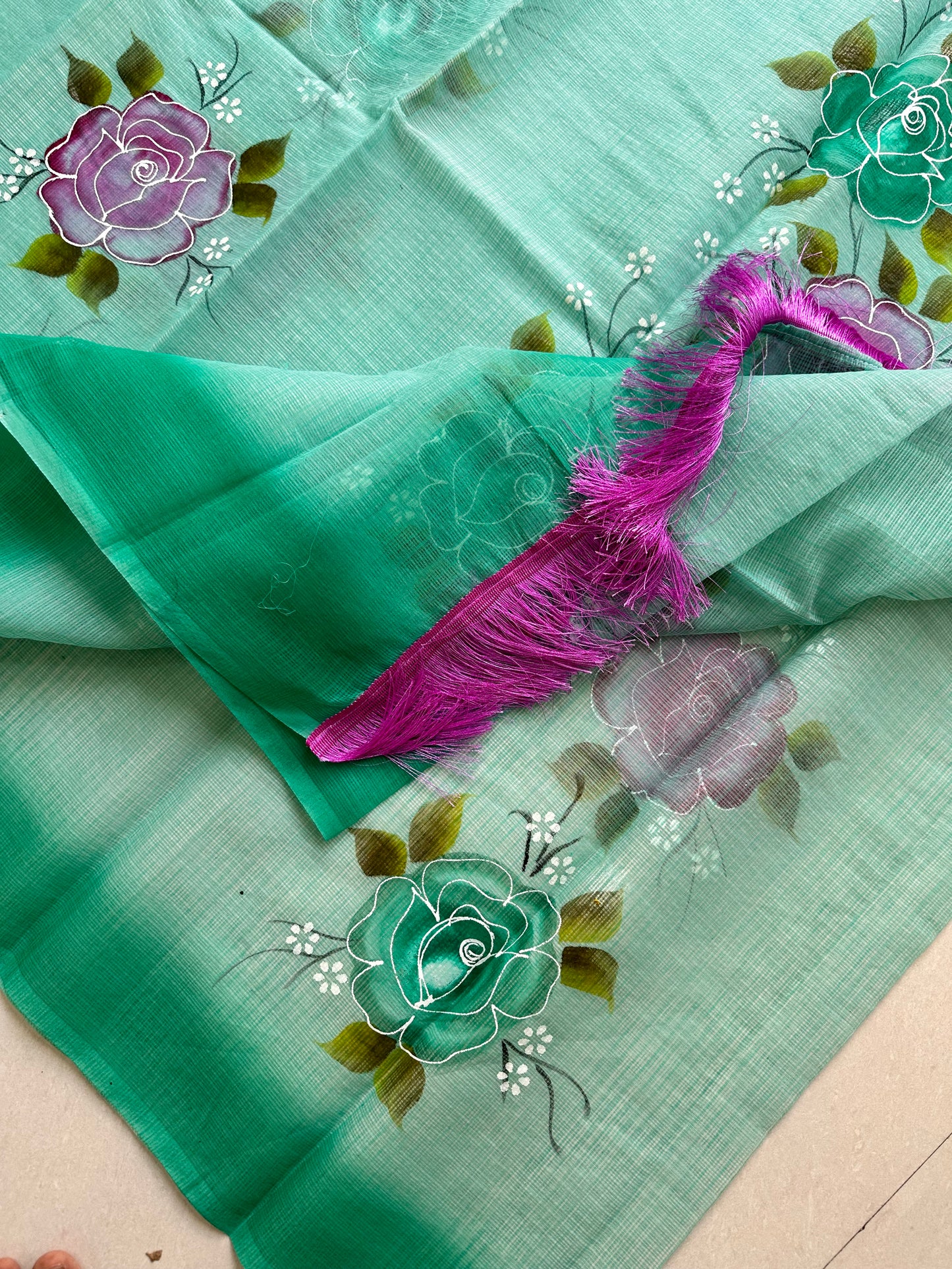 Handpainted Kota Cotton Doria Saree