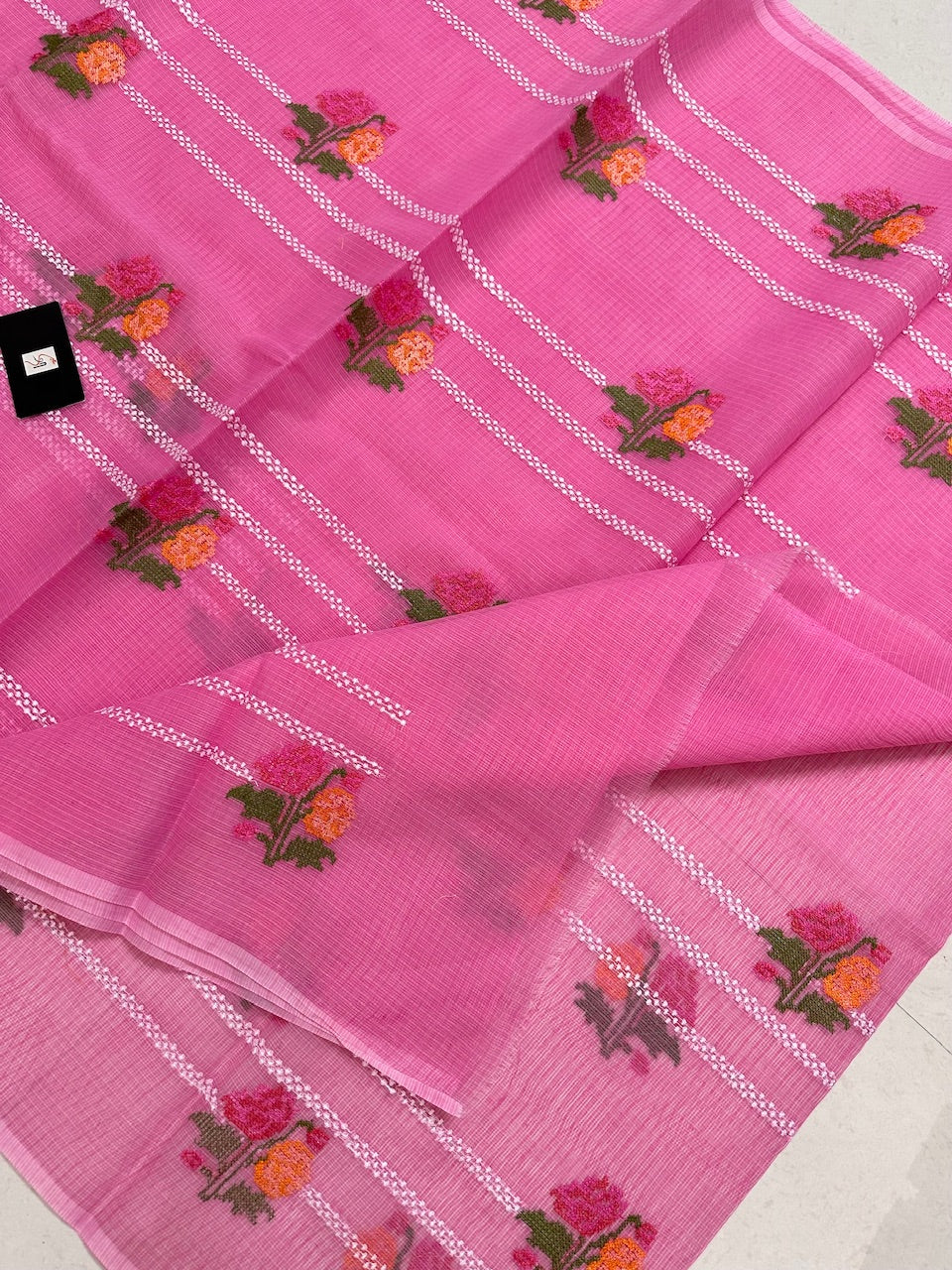 Embroidered Kota Cotton Doria Saree