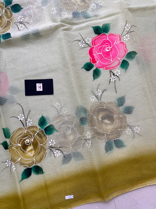 Handpainted Kota Cotton Doria Saree