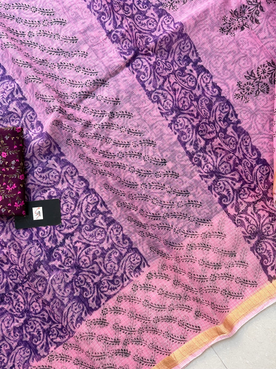 HandBlock Printed Cotton Doria Saree