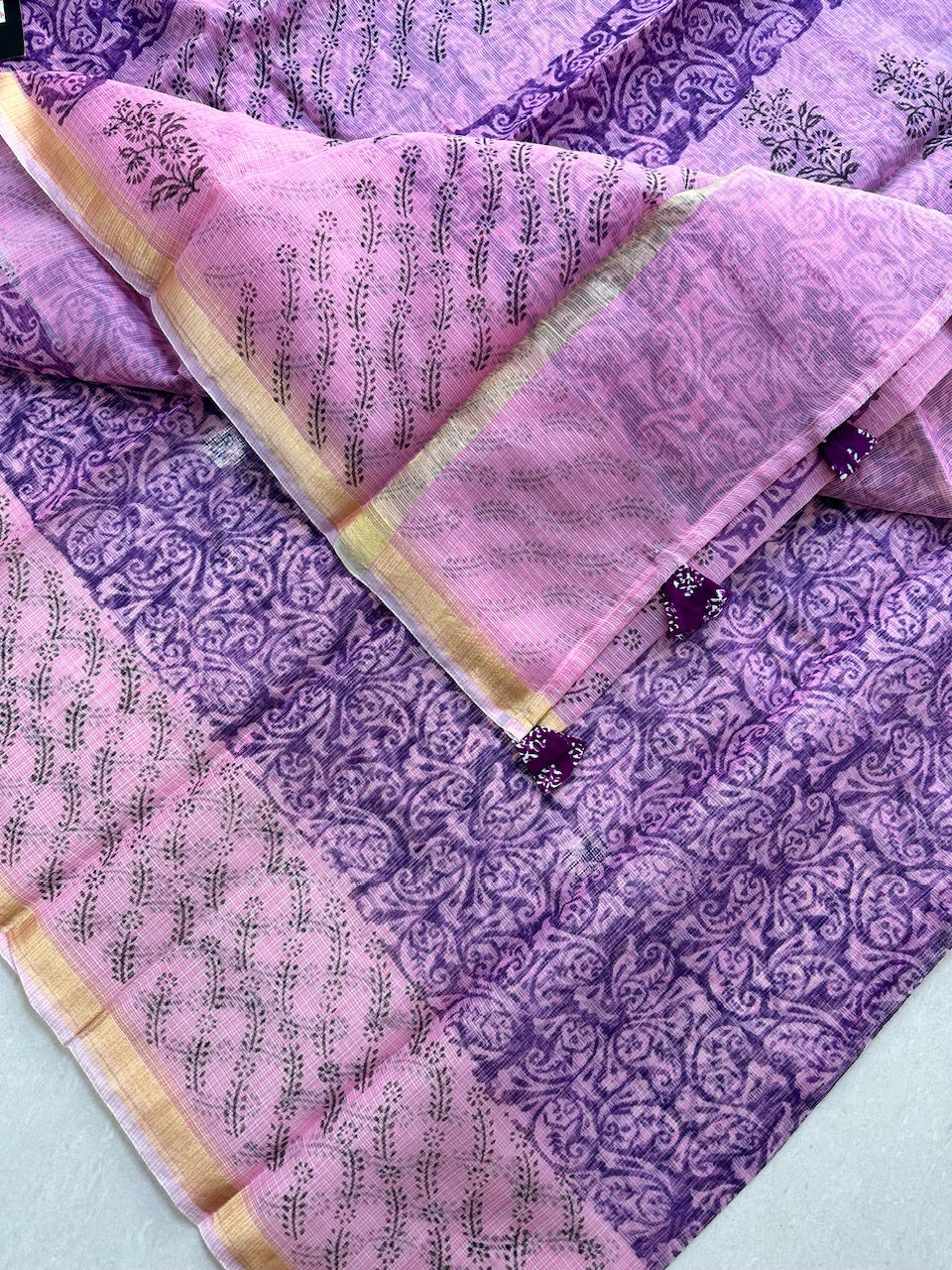 HandBlock Printed Cotton Doria Saree