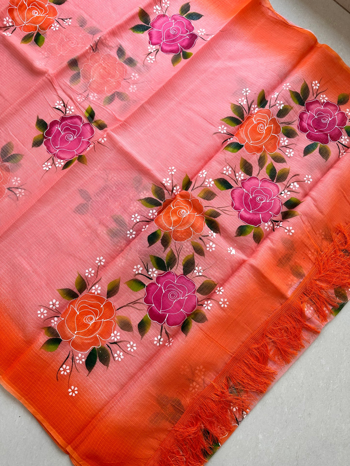 Handpainted Kota Cotton Doria Saree