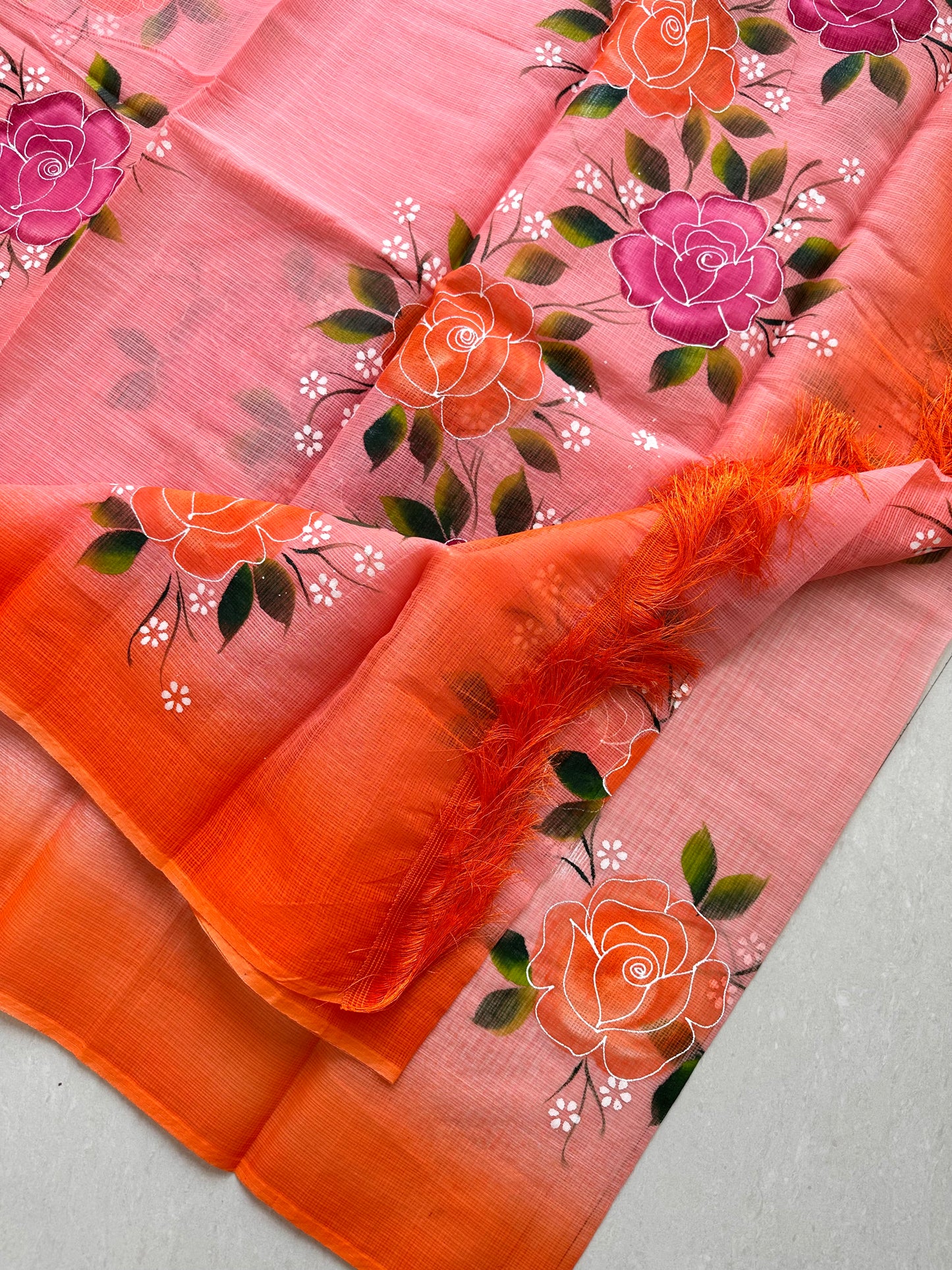 Handpainted Kota Cotton Doria Saree