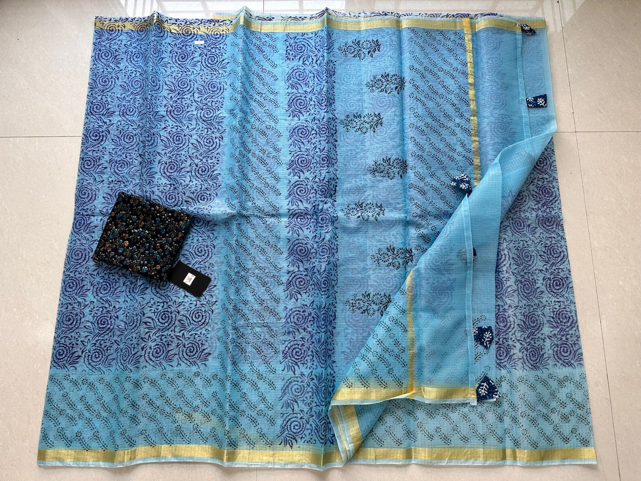 HandBlock Printed Cotton Doria Saree