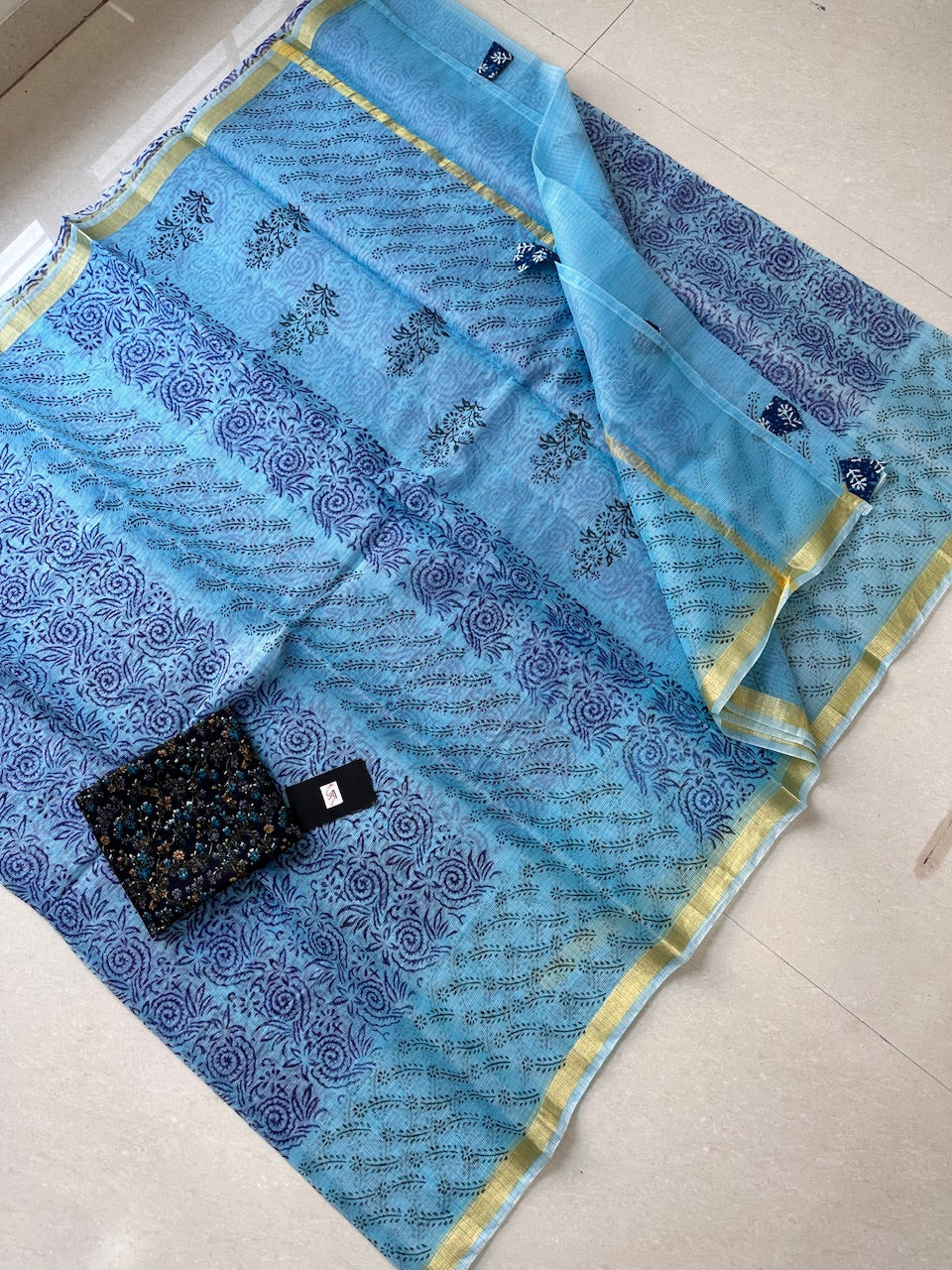 HandBlock Printed Cotton Doria Saree