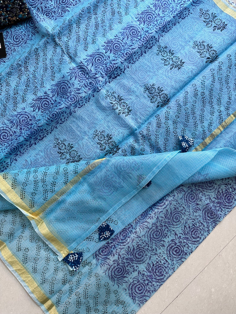 HandBlock Printed Cotton Doria Saree