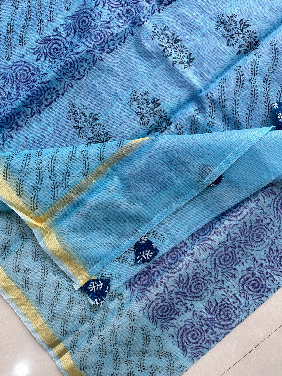 HandBlock Printed Cotton Doria Saree