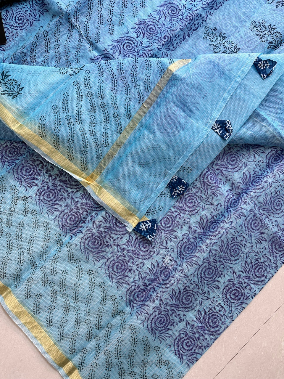 HandBlock Printed Cotton Doria Saree