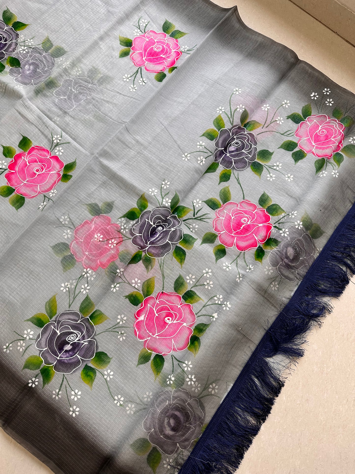 Handpainted Kota Cotton Doria Saree