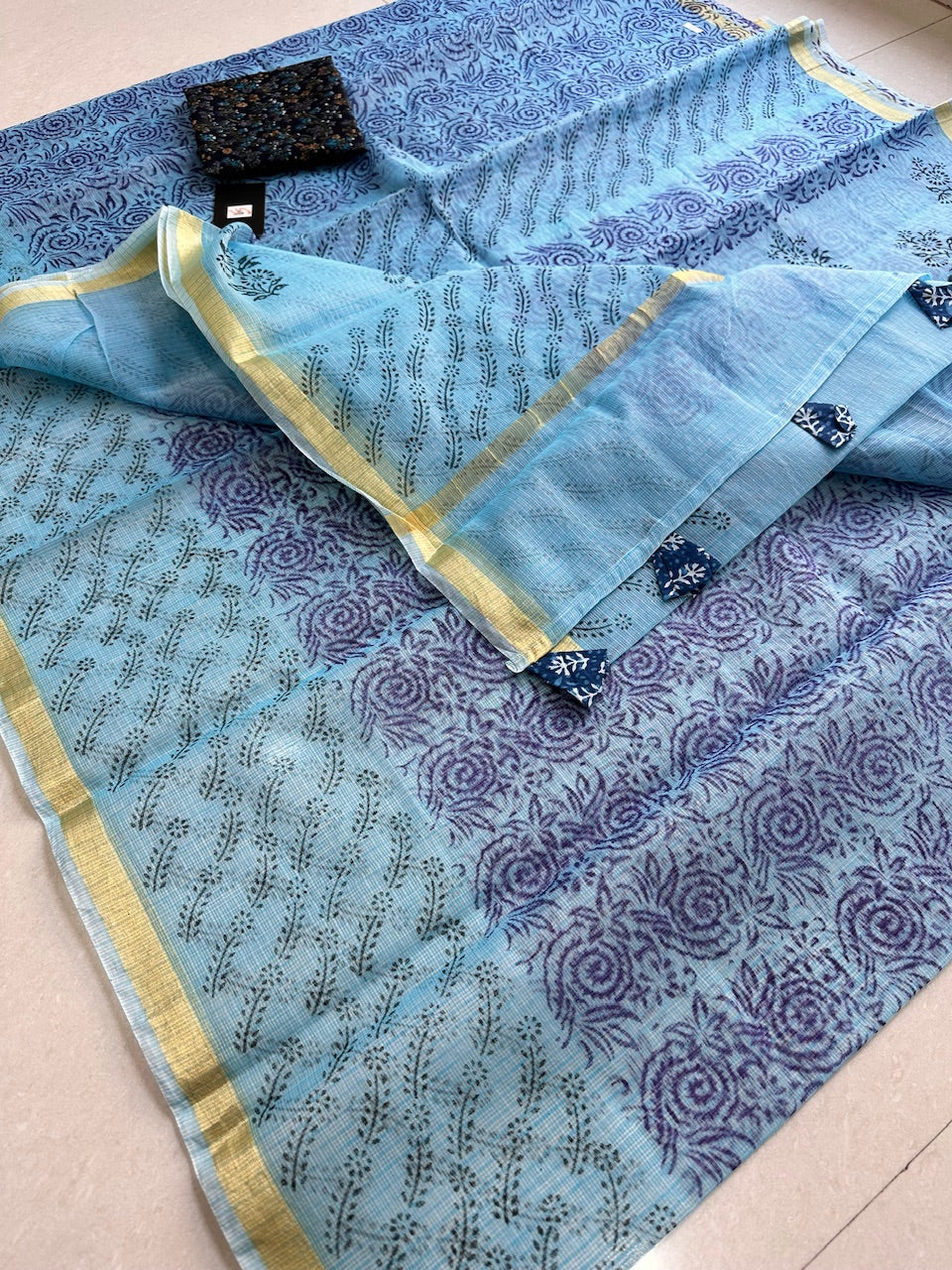 HandBlock Printed Cotton Doria Saree