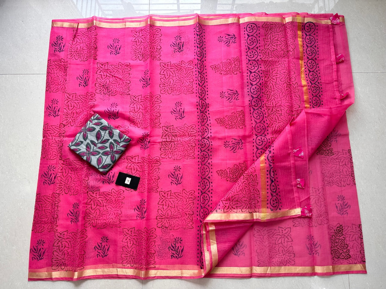 HandBlock Printed Cotton Doria Saree