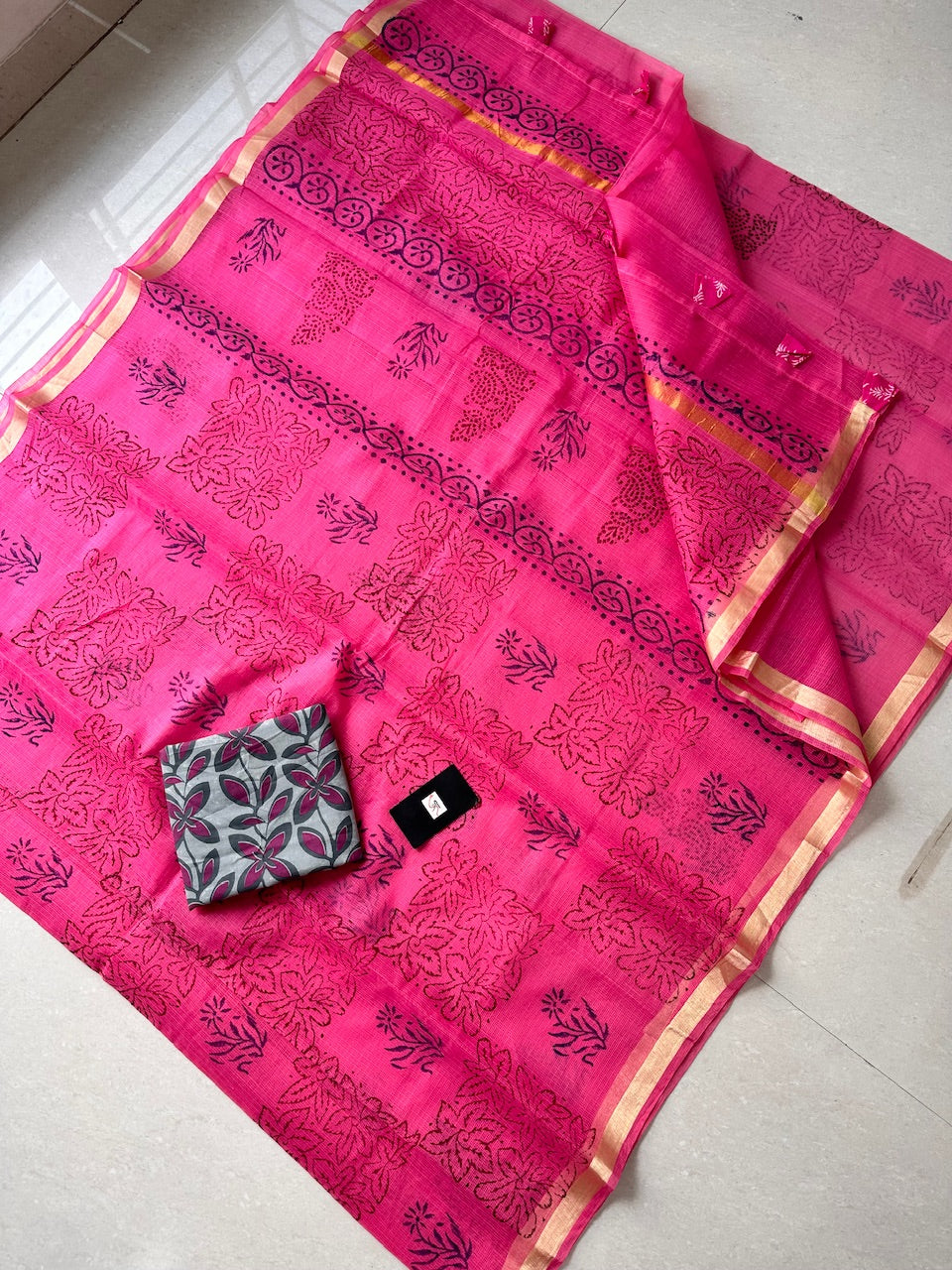 HandBlock Printed Cotton Doria Saree