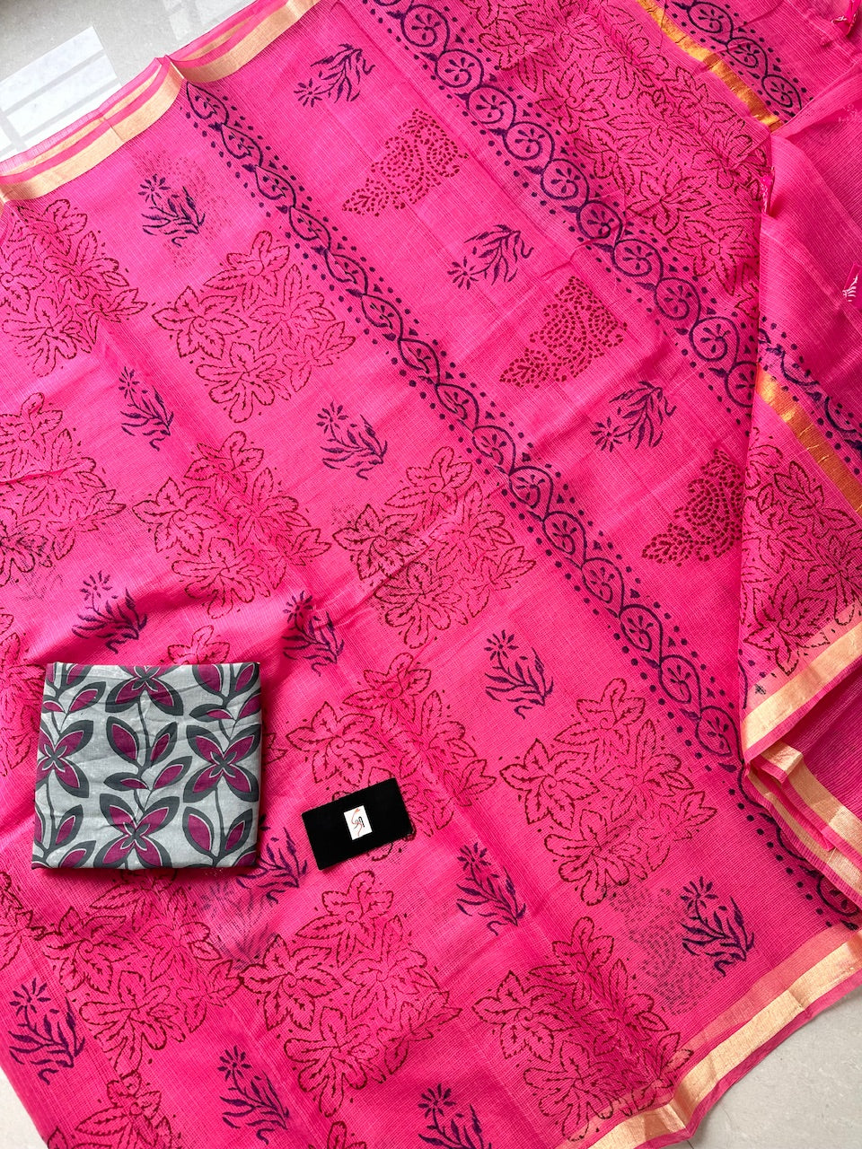 HandBlock Printed Cotton Doria Saree