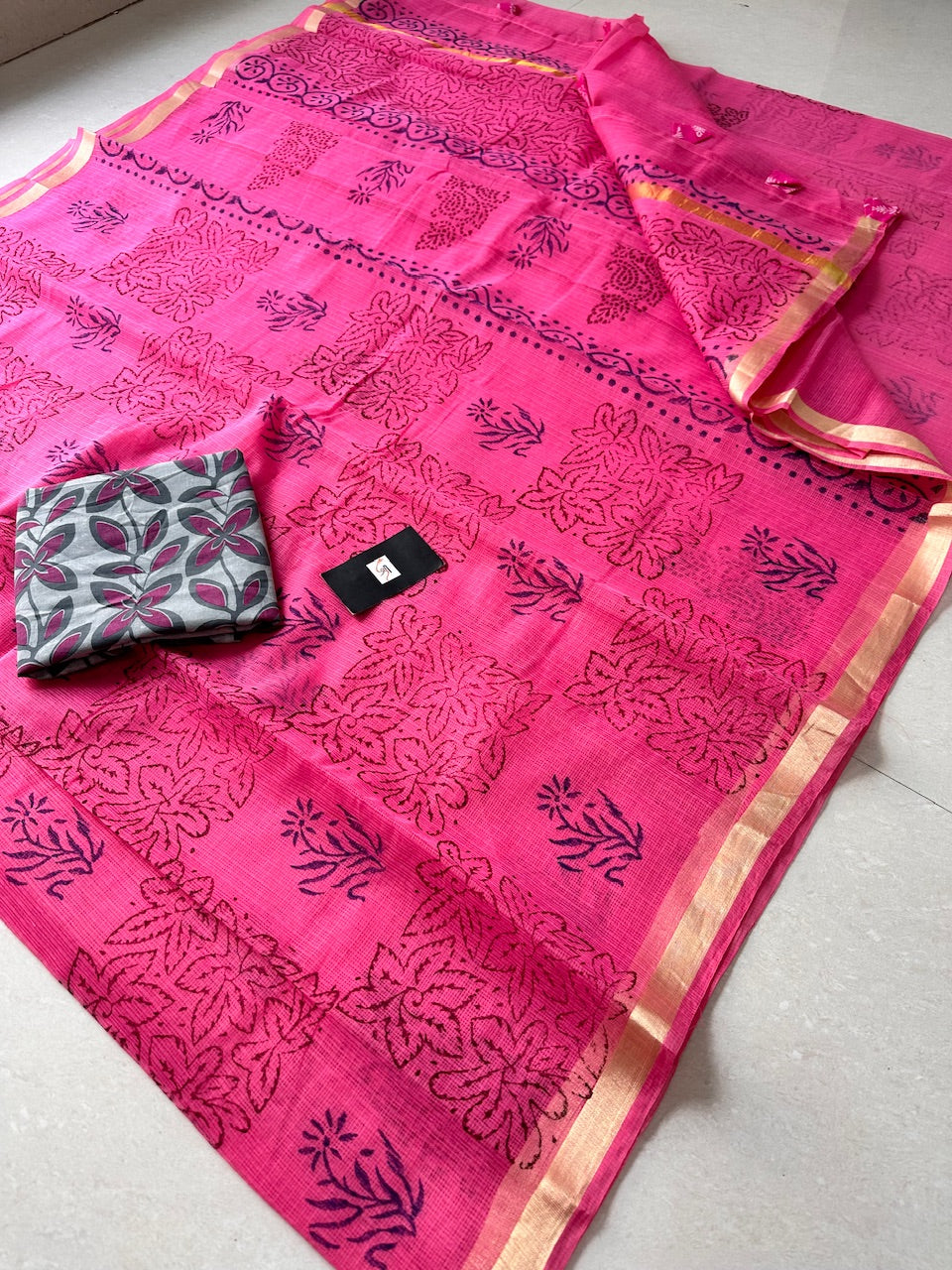 HandBlock Printed Cotton Doria Saree