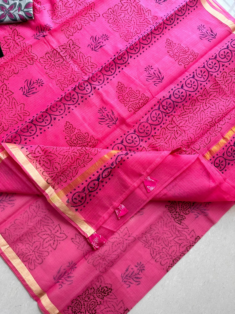 HandBlock Printed Cotton Doria Saree