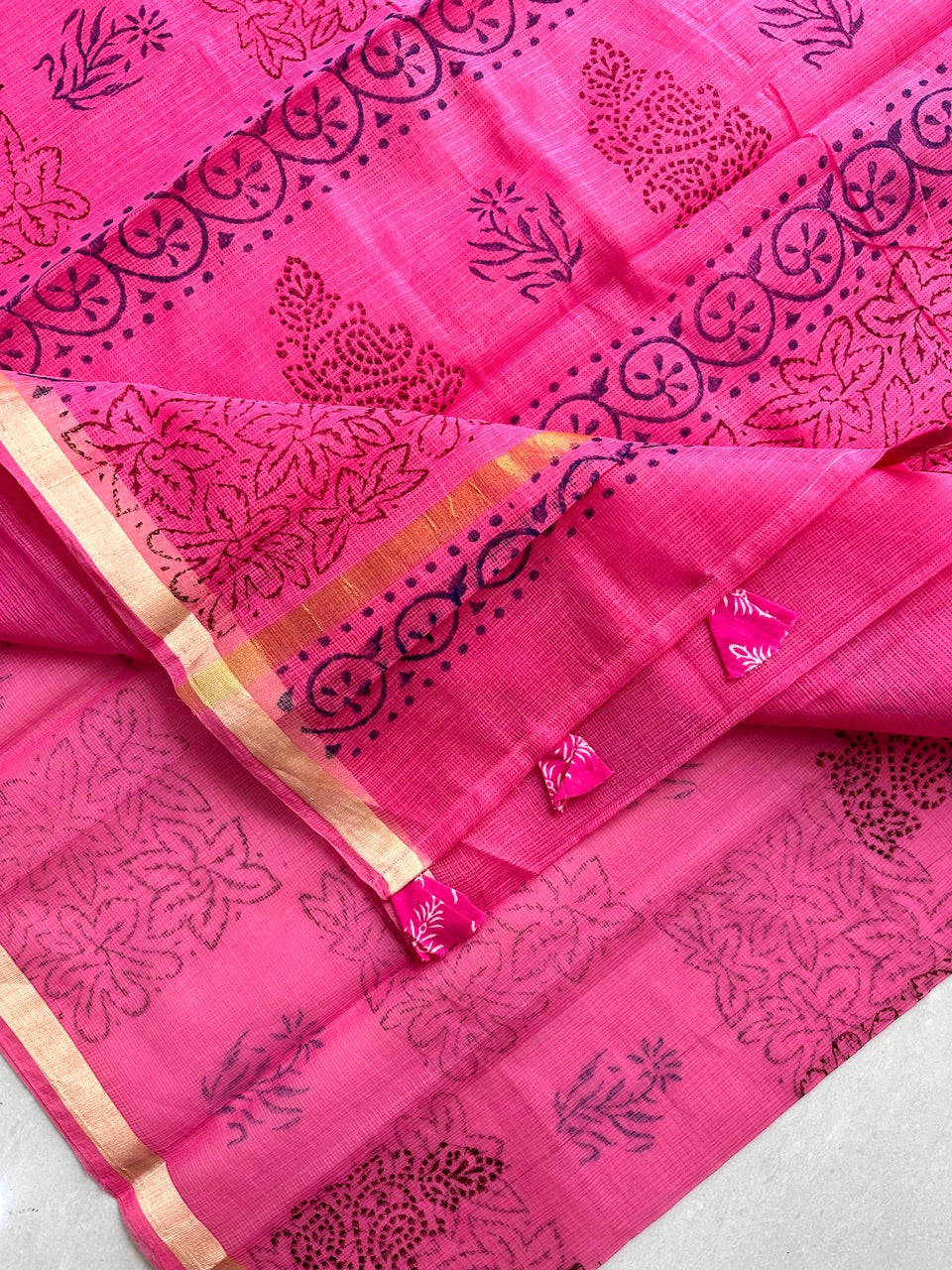 HandBlock Printed Cotton Doria Saree