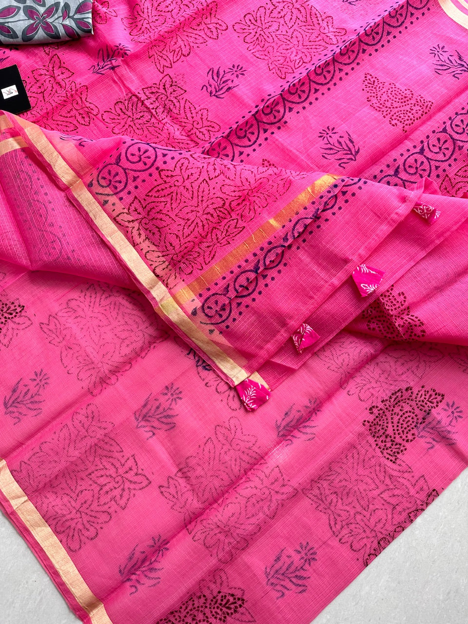 HandBlock Printed Cotton Doria Saree