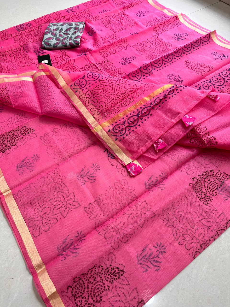 HandBlock Printed Cotton Doria Saree