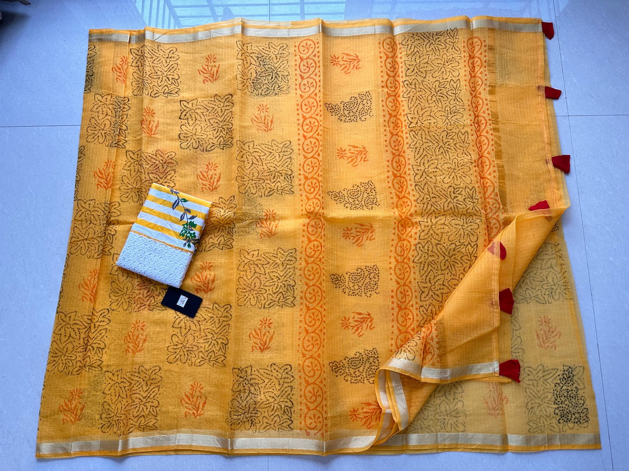 HandBlock Printed Cotton Doria Saree