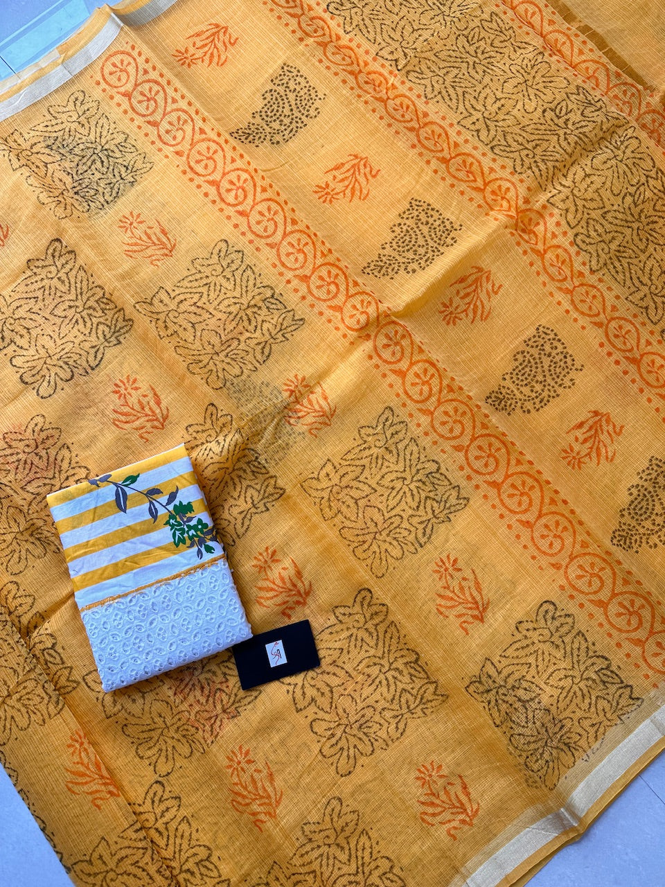 HandBlock Printed Cotton Doria Saree