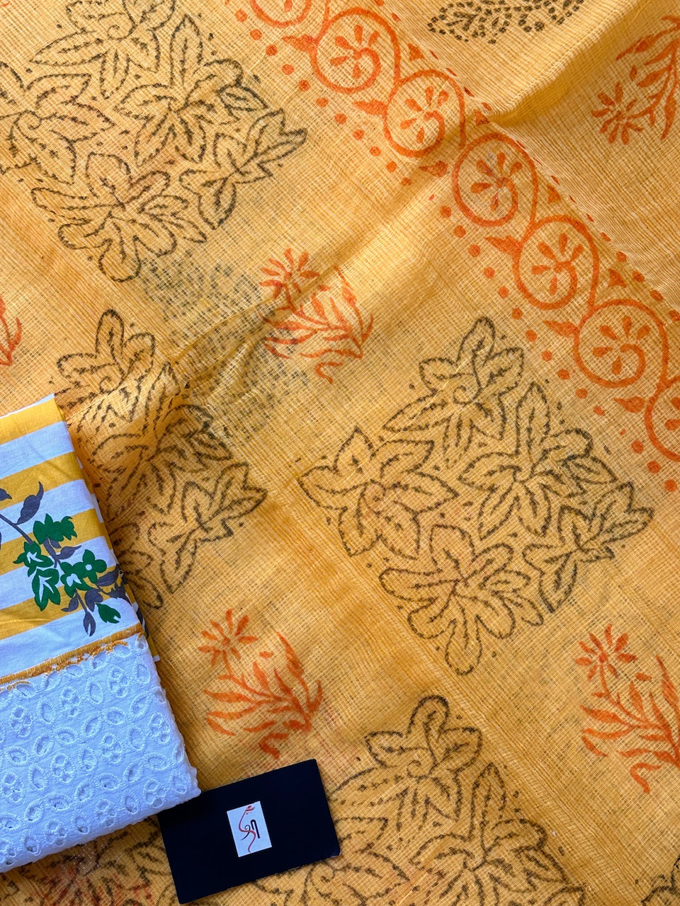 HandBlock Printed Cotton Doria Saree