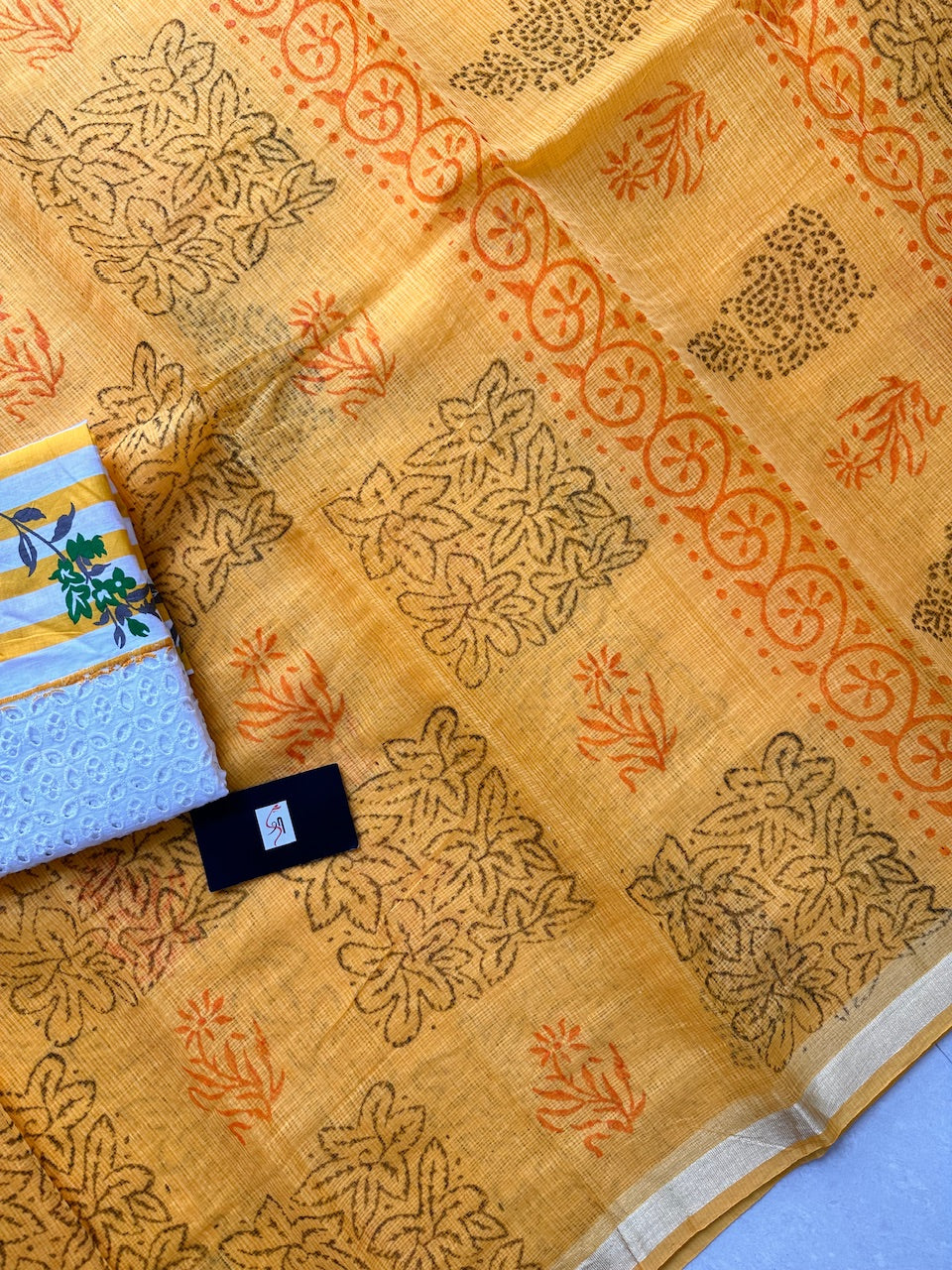 HandBlock Printed Cotton Doria Saree