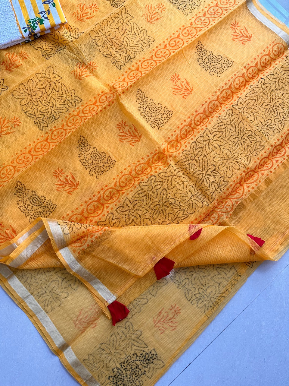 HandBlock Printed Cotton Doria Saree