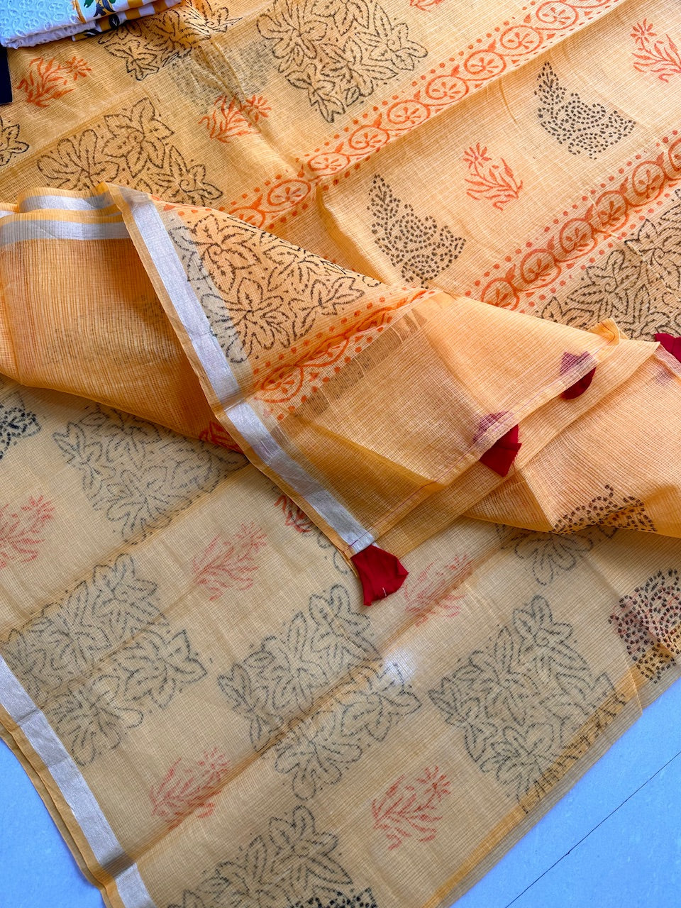 HandBlock Printed Cotton Doria Saree