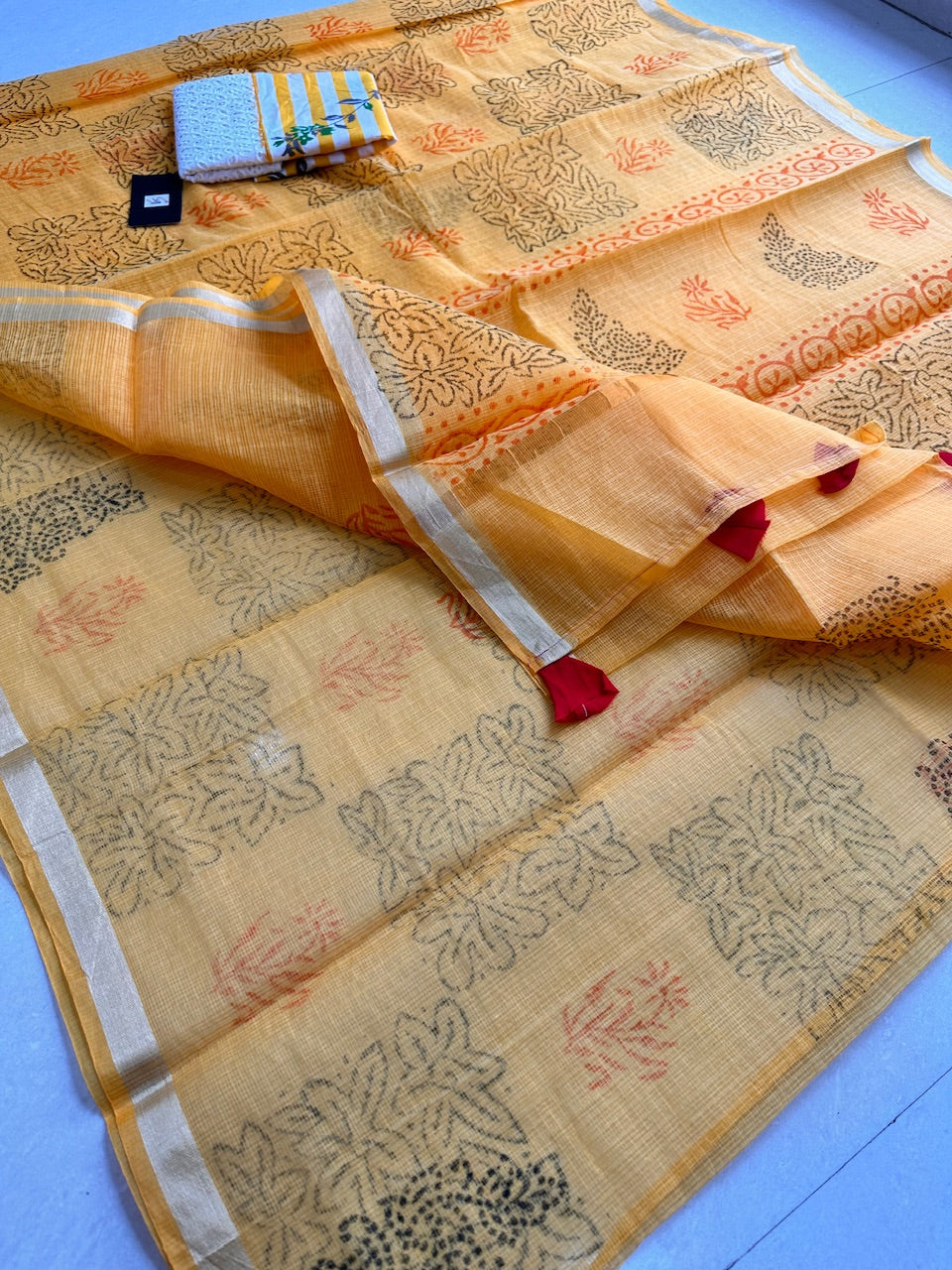 HandBlock Printed Cotton Doria Saree