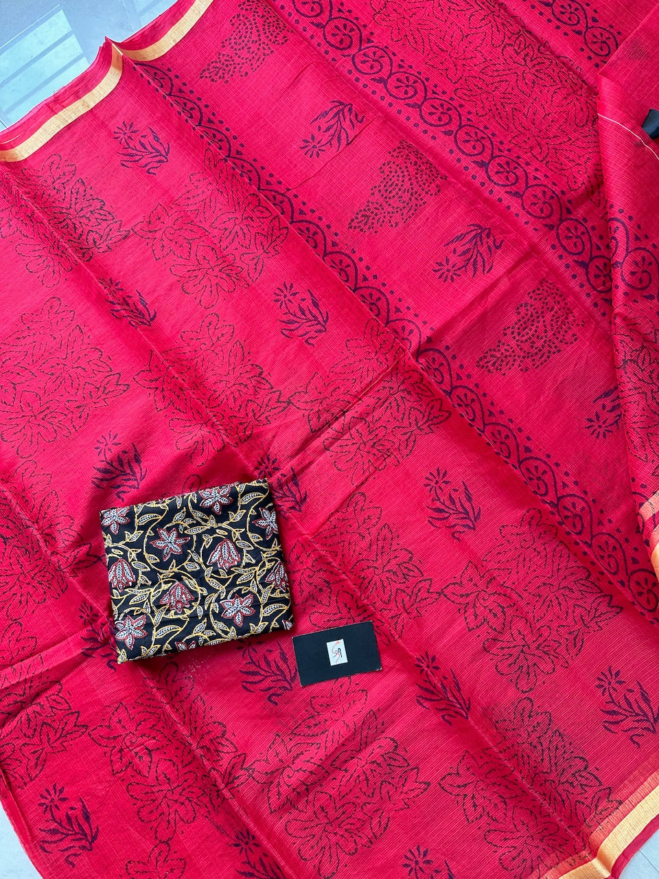 HandBlock Printed Cotton Doria Saree