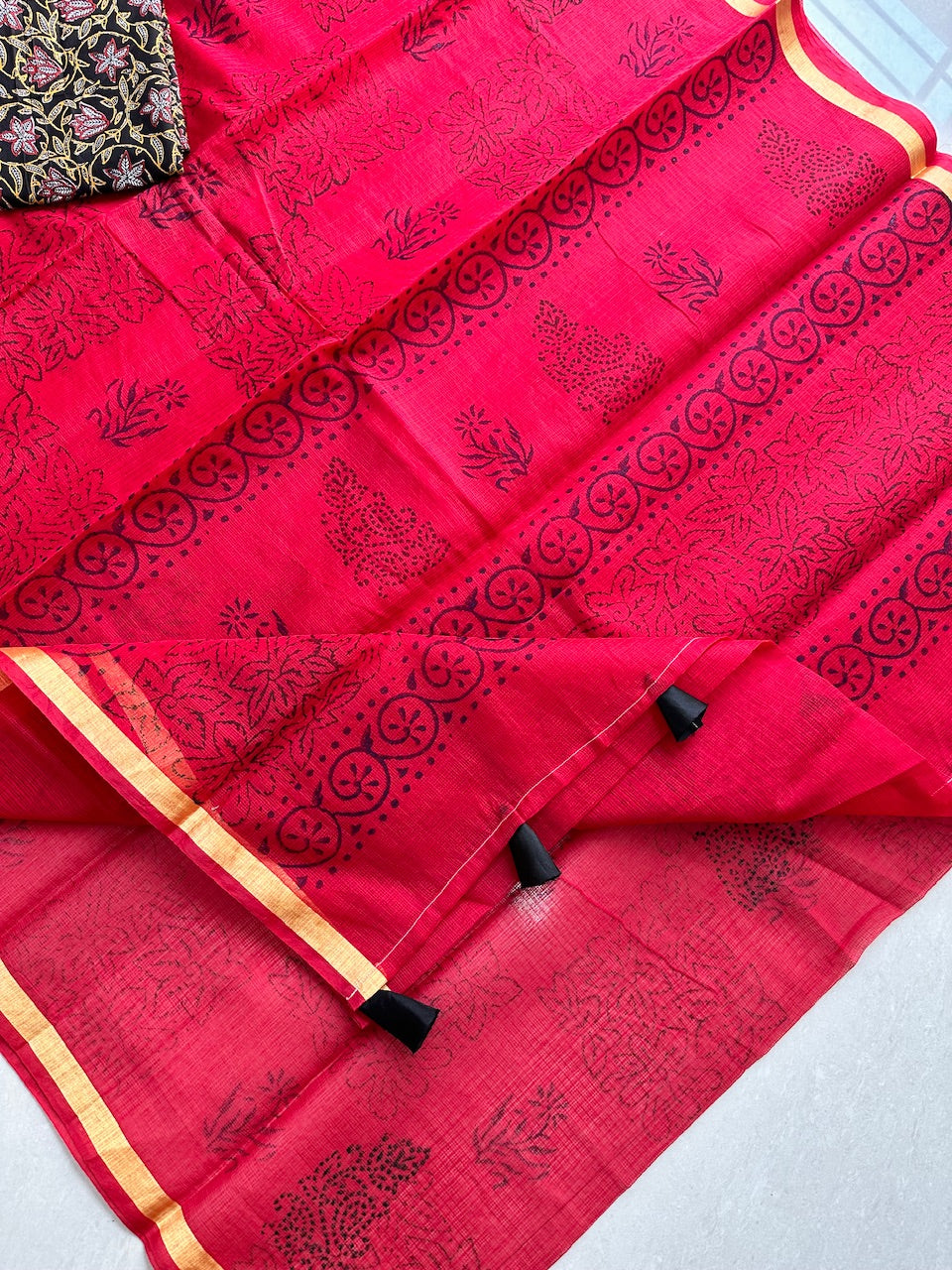 HandBlock Printed Cotton Doria Saree